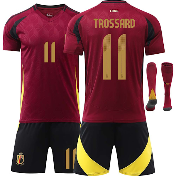 UEFA Euro 2024 Belgias hjemmebane Barnefotballsett nr. 11 Trossard No.11 Trossard S