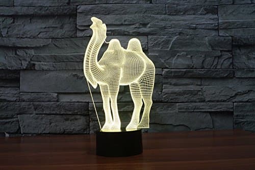 Nyhet Kamel 3D Nattlys LED USB 7 Fargeendring LED Bordlampe Julegave