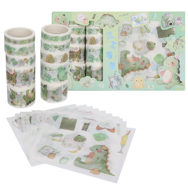 Adhesive Tape Sticker Kit Dinosaur Pattern DIY Decoration for Photo Album Scrapbook Notepad