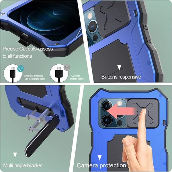 Yhteensopiva iPhone 12 Pro Max vedenpitävän metallikotelon kanssa, Bui