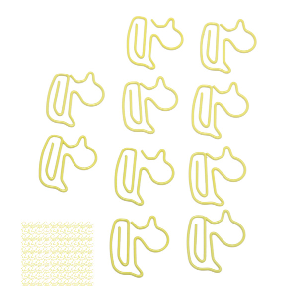 100 stk. papirclips i form af en gul and, letvægts, bærbar, galvaniseret metal papirclips til kontor