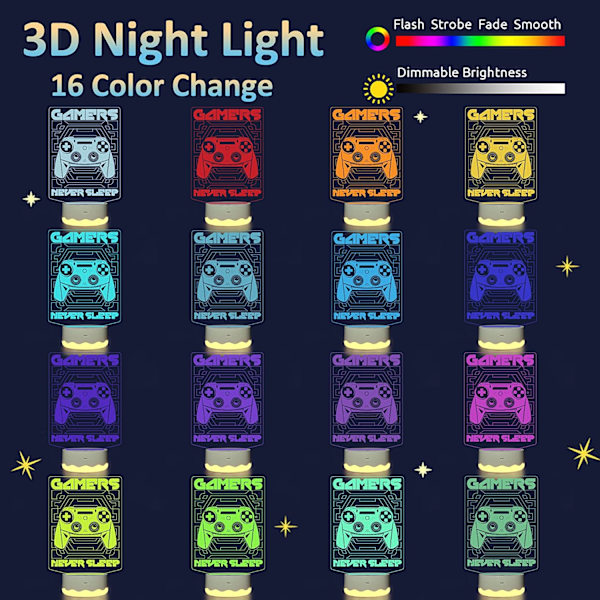 Spel 3D nattlampa, Attivolife gamepad Illusion Hologram La