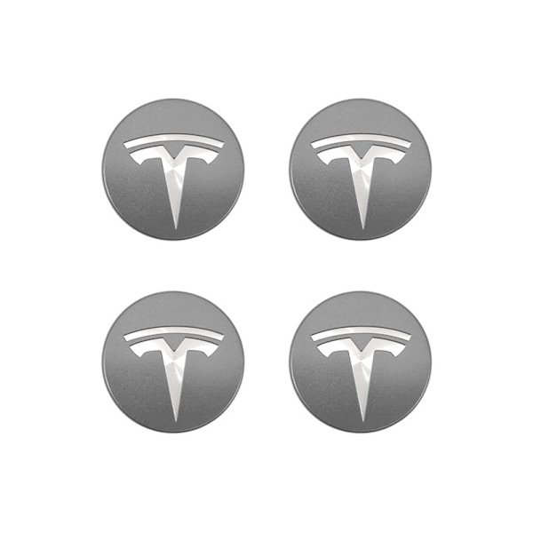 Lämplig för tesla Tesla modell 3 hjulnavkapsel logotyp - ljusgrå silver logotyp (fyra paket)