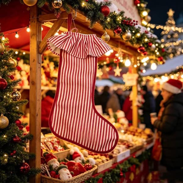 3-pak retro rød-hvide julestrømper, ternet stribet flæsekantet ophængsstrømpe til pejsedekoration