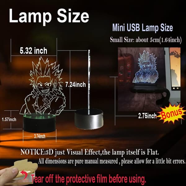 Eijiro Kirishima 3D Natlampe Sengelampe Boku Anime Lys