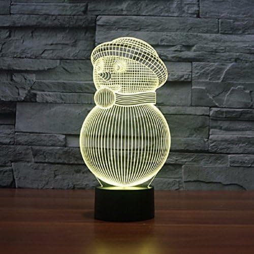 3D Illusjon Snømann Nattlys 7 Fargeendringer LED Bordlampe Des