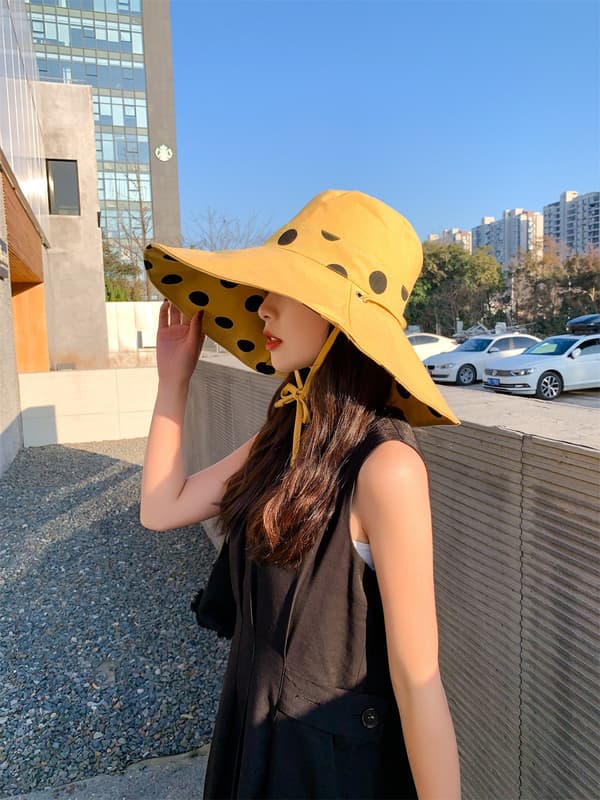 Dame Bredskygget Solhat Foldbar Slap Hat Vendbar Sum Yellow