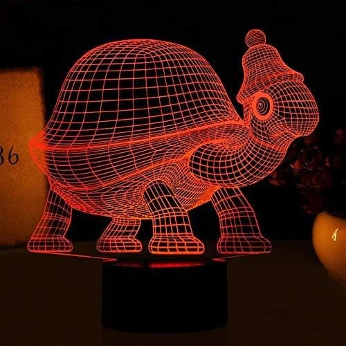 3D Skildpadde Natlampe LED Dekor Bord Skrivebord Optisk Illusion