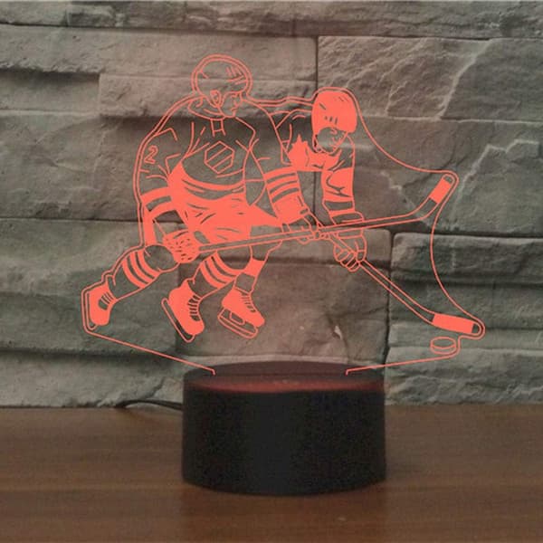 Abstrakt 3D Spille Ishockey Optisk Illusion Natlampe