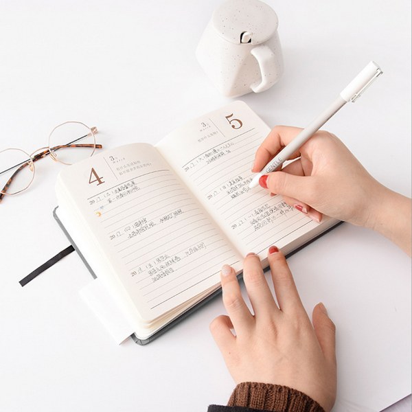 Student Study Classroom Note Hard Cover Office Diary Notebook Hardcover Notepad(Svart)