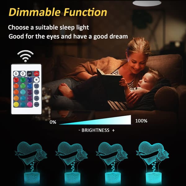 Jeg Elsker Dig 3D Natlampe LED Illusion Hjerte Bordlampe til