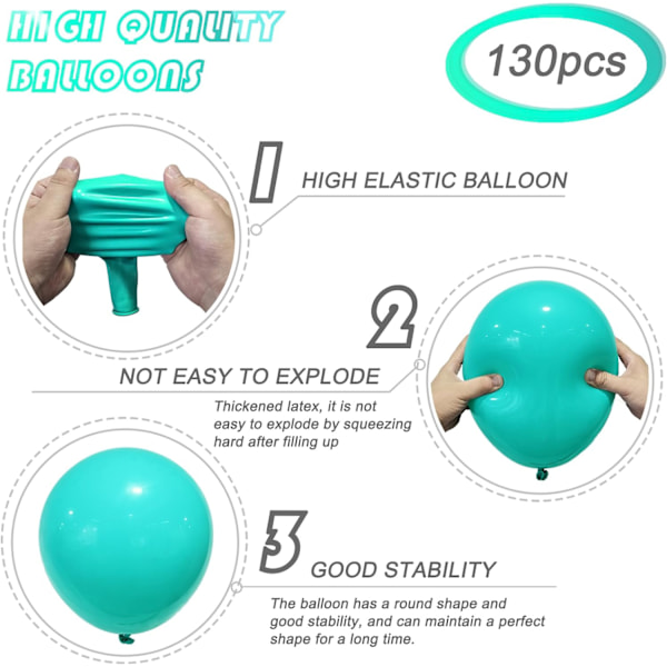130 st tealblå ballonger i olika storlekar 18\" 12\" 10\" 5\" ballongbågsset perfekt för födelsedagsfest, examen, babyshower, bröllop, helgdag Tiff Blue
