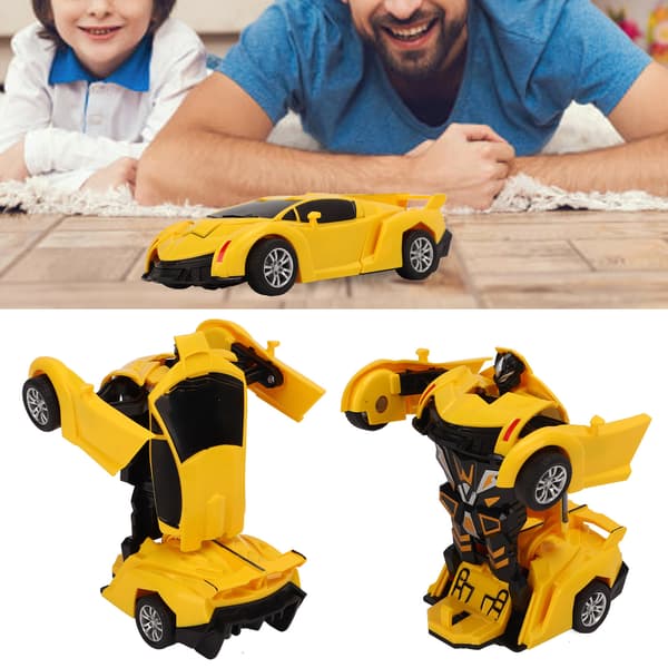 2 st Deformationsbil Plast En Knapp Deformation 2 i 1 Transformerande Robotbil för Pojkar Över 3 Yellow