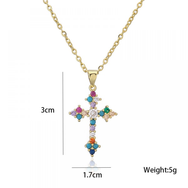 Damhalsband, färgglatt zirkonkorshänge