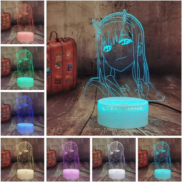 Zero Two 3D Optisk Nattlampe for Barn Japansk Anime Figur
