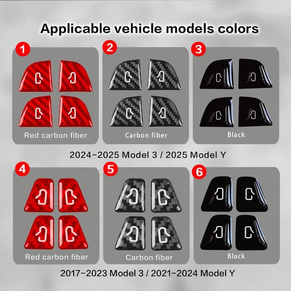 Dørkontaktknap-panelafdækning til Tesla Model 3/Y (2017-2023 Model 3/2021-2024 Model Y) - Biltilbehør til interiør, til interiør Pro Black 2024-2025 M3/2025 MY