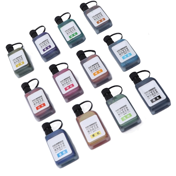 Marker Ink 12 Vibrerende Farver Falmebestandig Vandtæt Transparent Flaske Sikker Blæk Refill Kit