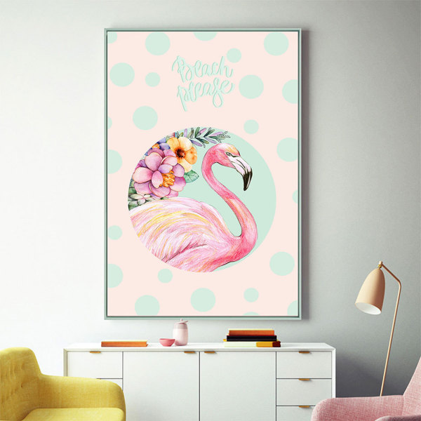 Enhjørninger og flamingoer Vægkunst Plakat med lærredstryk, Simple Fashion Lady Style A