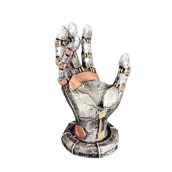 Cyberpunk Mekanisk Håndstand - Universal Gaming Headset og Controller Holder til Skrivebord - Robotarm B Silver 1 Pack