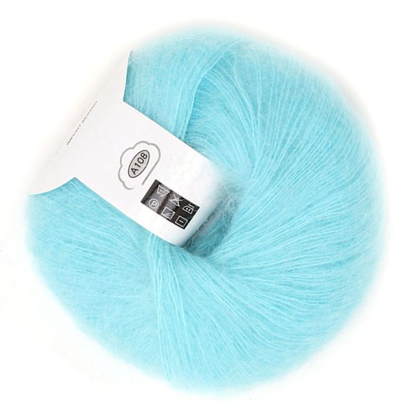 Populär mjuk mohair pashm stickad angora lång ullgarn varm (ljusblå)
