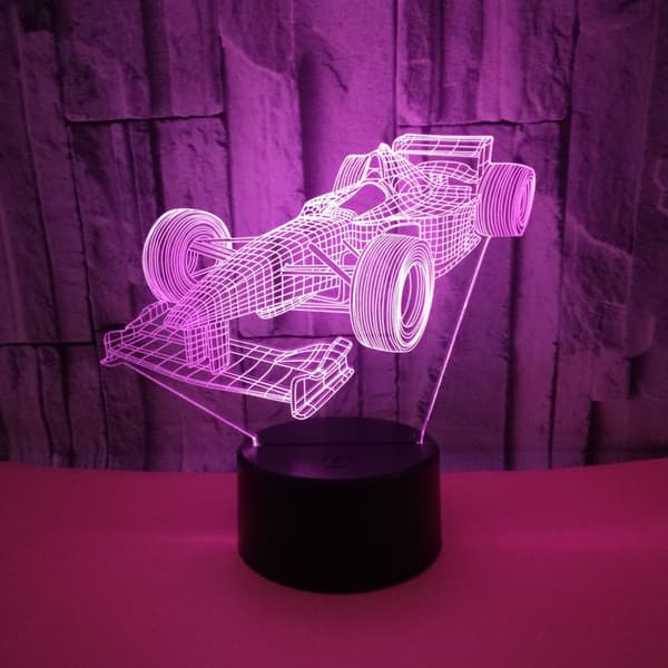 Racing Natlampe, 3D Illusion LED Lampe, 7 Farver Dæmpbar