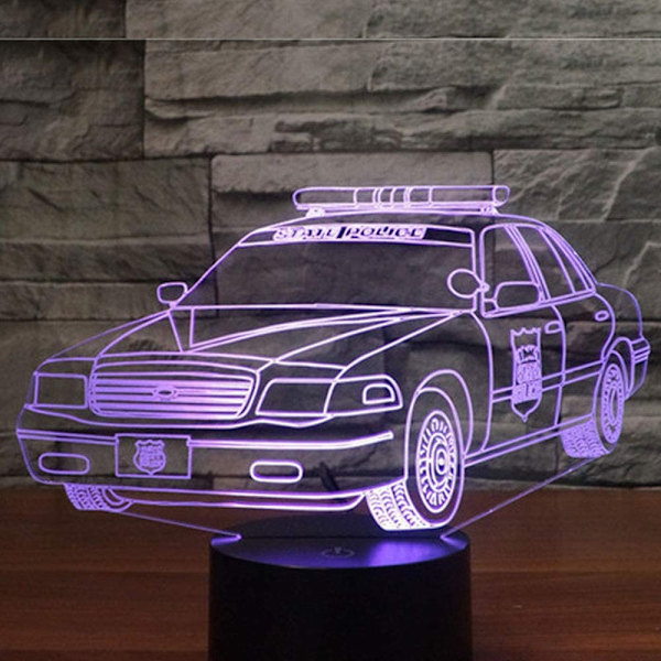 Polisbil 3D LED Nattljus Bordsskiva Optisk Illusion La
