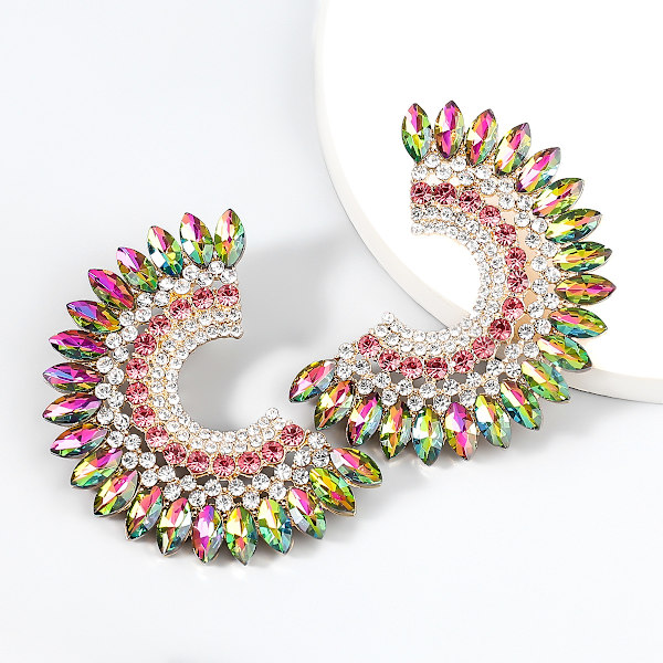 Örhängen kreativa legering strass C-formade örhängen