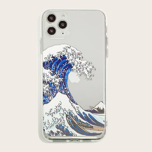 Kompatibelt deksel for iPhone 13 Pro Max, Klar Tokyo Wave Patt