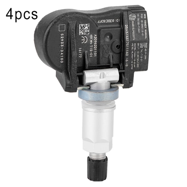 4 stk TPMS Dæktryksensor 52933-D4100 til KIA Optima Hyundai Ioniq Genesis G90