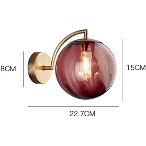 Europeisk Vegglampe - Globe Ball Vegglampe Moderne Led Fargerik Glass Vegglampe Komplett Metallbrakett Enkel Innendørs Sconce Belysning Dekor Gray Glass