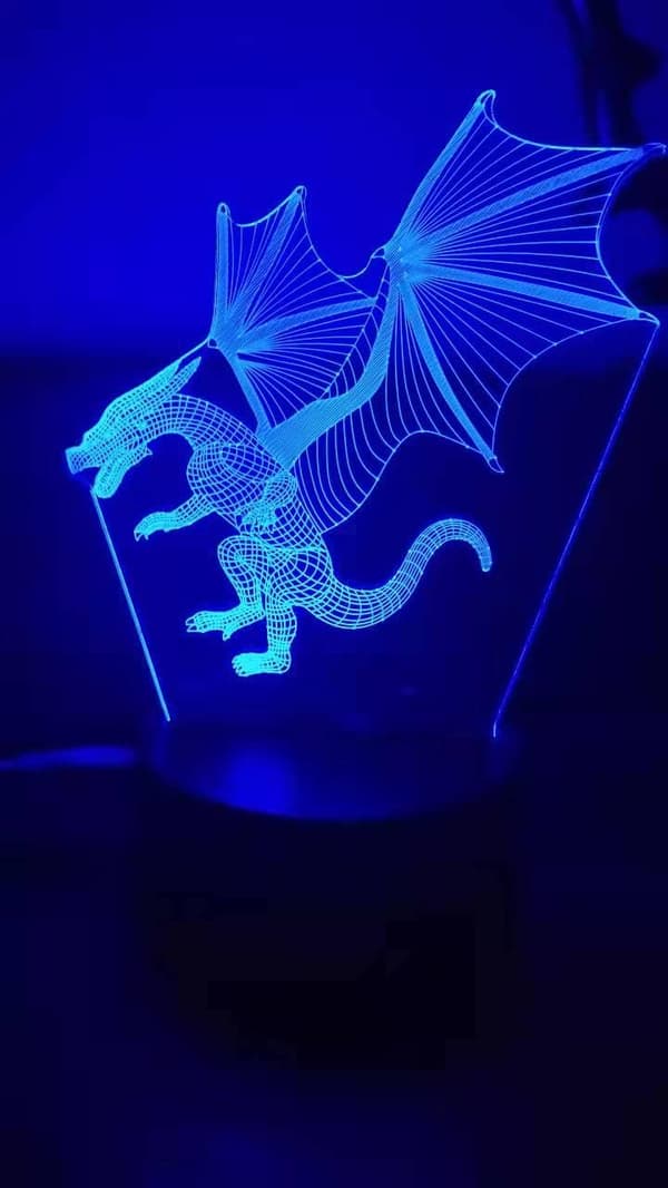 3D Elddrake Nattljus Illusion Sovrumslampa med USB