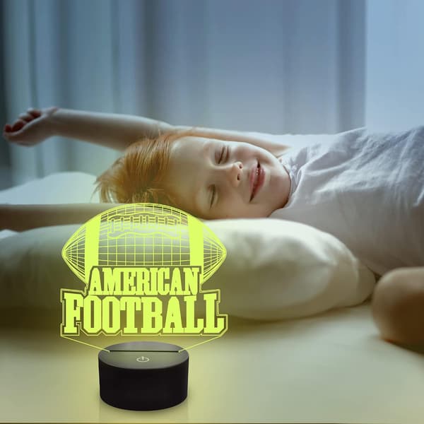 Fotball 3D Illusjonslampe, Rugby Optisk LED Nattlys for