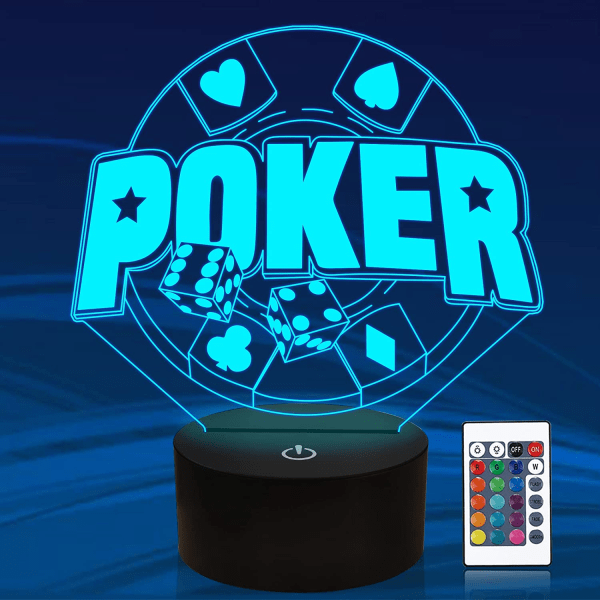 Pokeri Nopat 3D Valo, Attivolife LED Hologram Yövalo Pöytälamppu