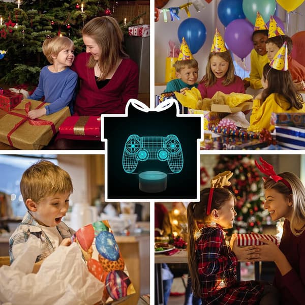 Gamepad 3D Illusion Lampe, Ammonit Controller Natlys med Fjernbetjening