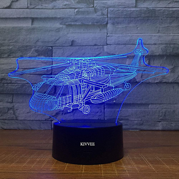 Fighter Helikopter Visuell 3D Nattljus Flygplan Leksaker 2D la