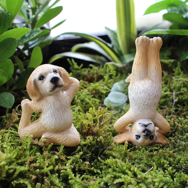 Yoga Posing Dog Garden Decor Statue - Sæt med 5 stk Fairy Gar