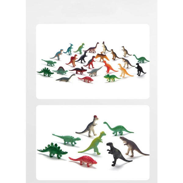 24 st minidinosauriefigurer och dinosaurieskelett, plast