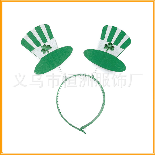 3-delad set av St. Patrick's Day europeiska och amerikanska festivalparadfigurer klär upp irländska festivalpannband (irländsk hatt pannband)