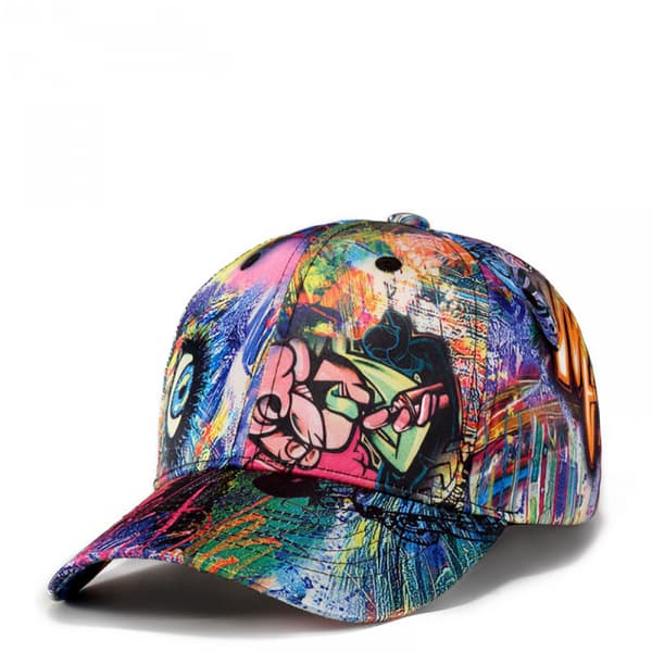Baseballkasket med tryk, Graffiti Unisex Snapback Hip Hop Hatte C Red