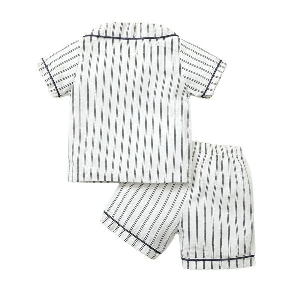 Stripete pyjamassett med korte ermer for smågutter, L (hvit)
