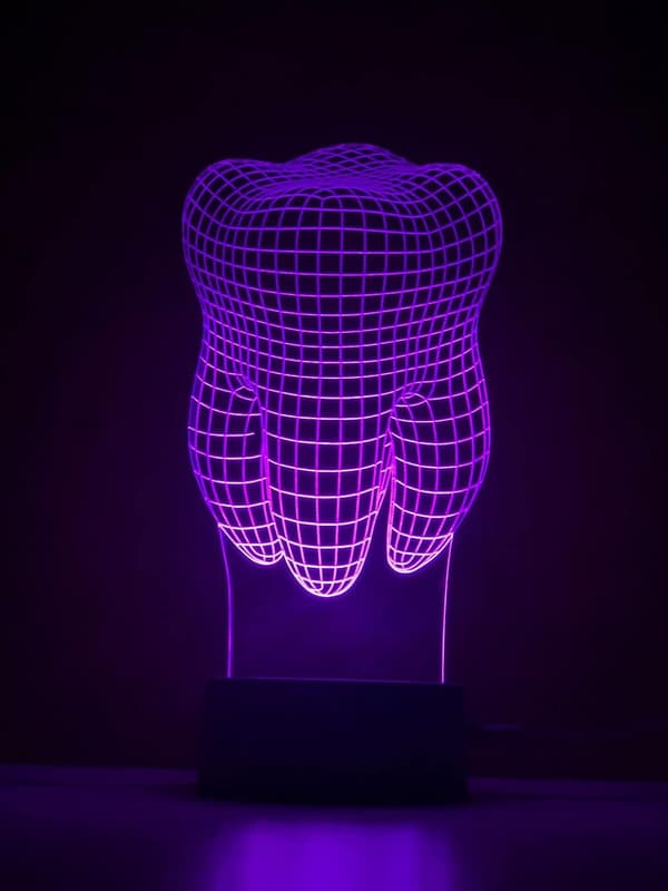 Tann 3D Illusjon Nattlys Akryllys 3D Kunst Tann LE