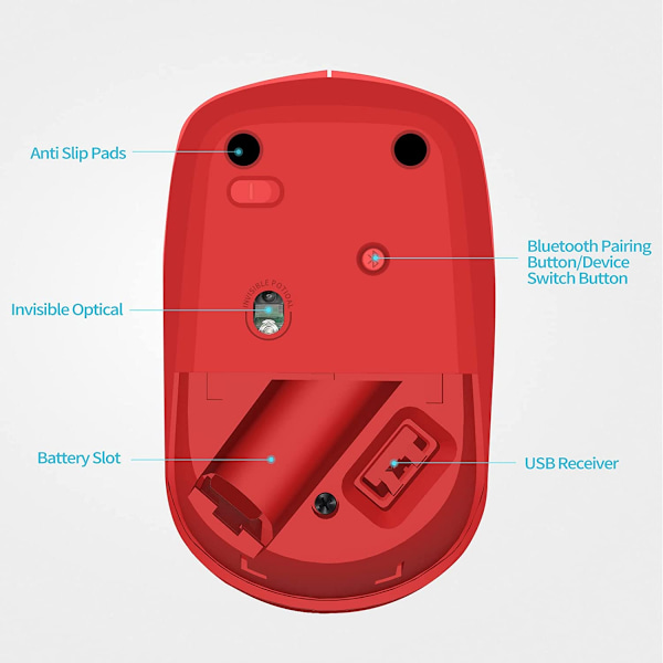 Trådlös Bluetooth tyst mus multi-enhet trådlös Blueto