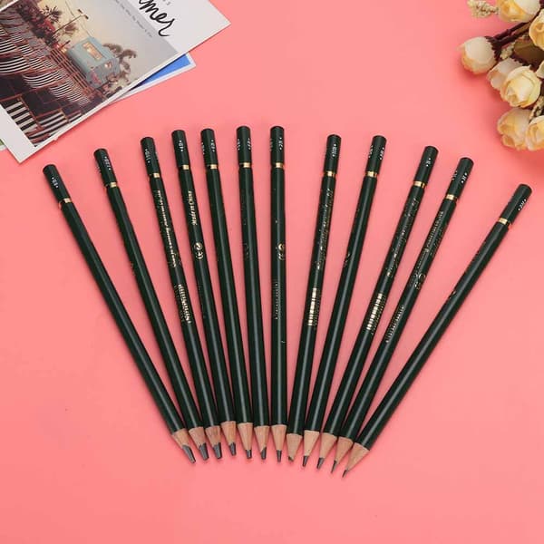 12-pack skiss pennor set trä giftfria målningsritning pennor konstmaterial