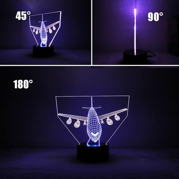 Fly Night Light LED 3D Illusionslampe USB Flylampe Bursdagsgave Flyfestivalgave til Forretningsmann Babygutt