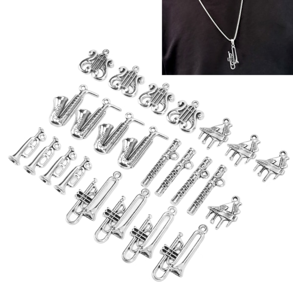 24 st DIY-berlocker tillbehör utsökt design liten musikalisk form legering smyckestillverkning för att göra armband