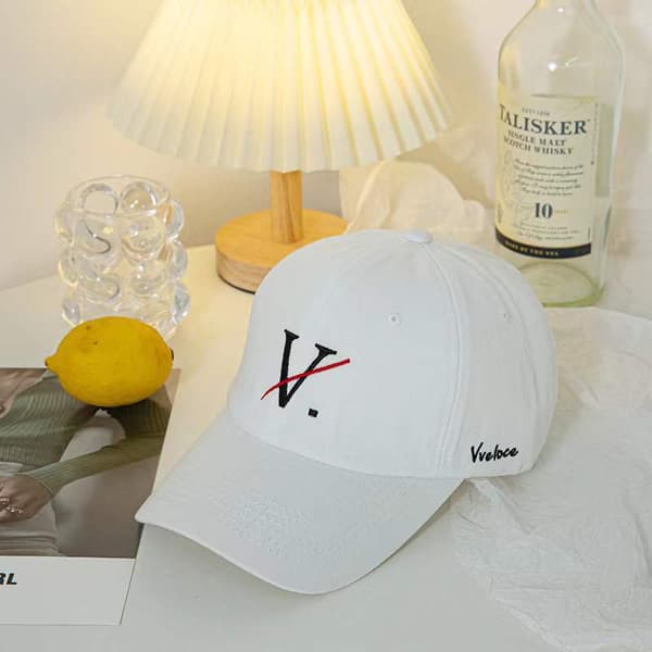 Hatt dame solhatt tredimensjonalt broderi V-formet ba white