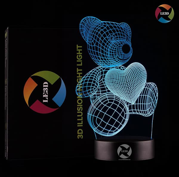 3D Optisk Illusions Natlampe - 7 LED Farveskiftende Lampe