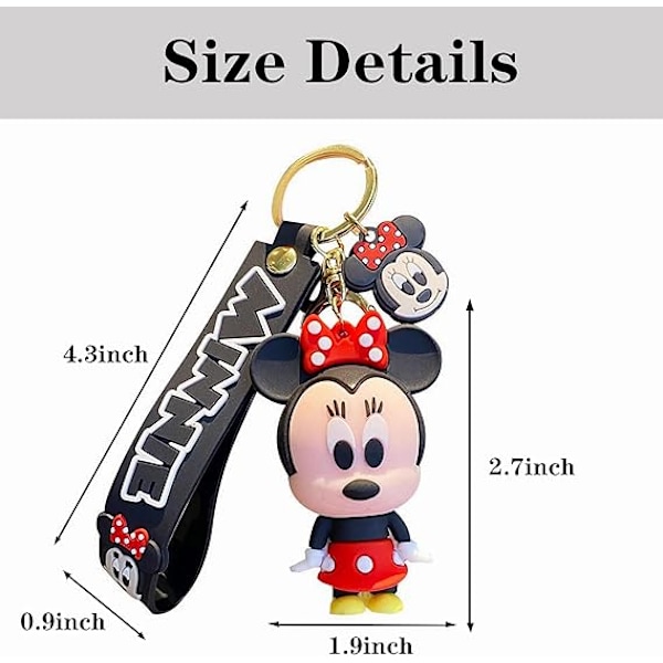 Söta Cartoon Nyckelringar för Flickor Pojkar, Ryggsäck Nyckelring Tillbehör Handledsrem Nyckelring Bil Charm, Överraskning Jul, Semester och Födelsedagspresenter Mickey