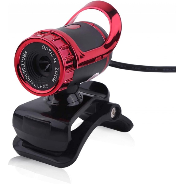 Webkamera, USB 2.0 0.3M Pixel Webkamera med Clip-on Webkamera HD 360 Red