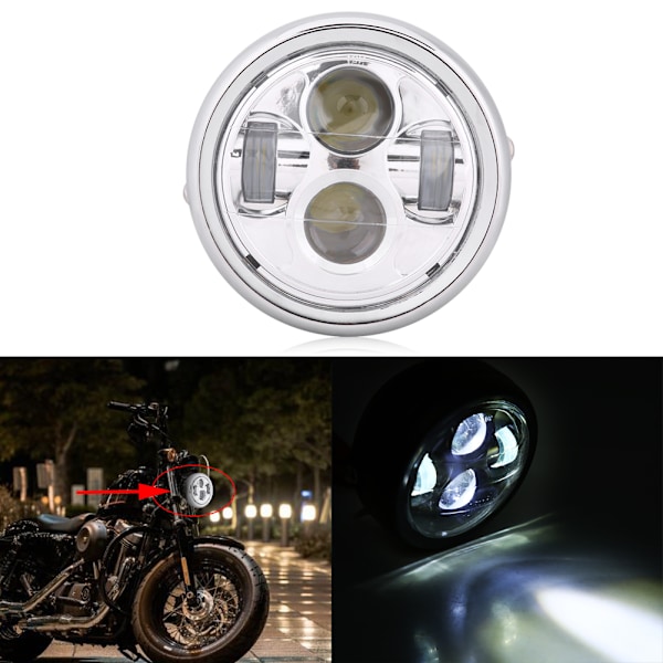 6,5 tommers motorsykkel 12V LED pære frontlykt hodelykt universell sølv